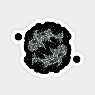 White Fish Circle Line Art Sticker